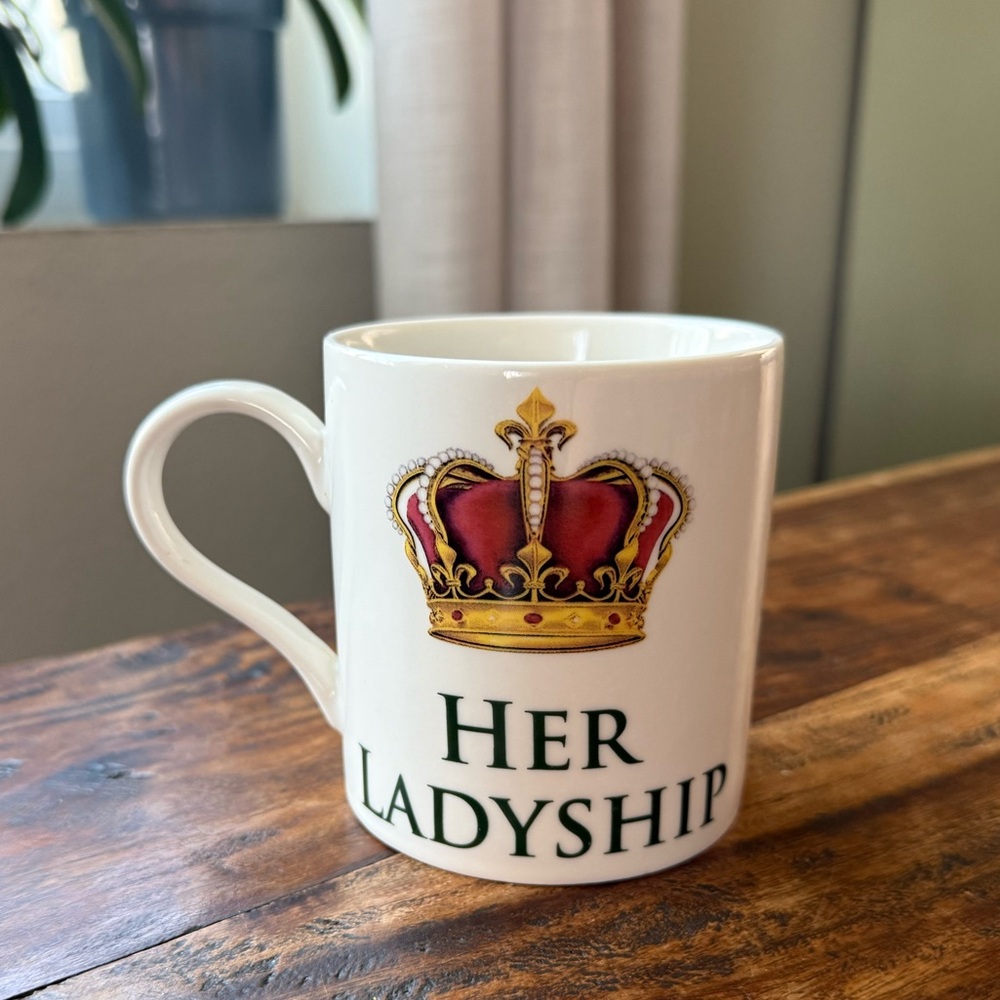Her Ladyship Crown Ceramic Mug - White with Red and Gold Accent